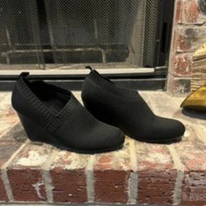 Black Rivet Booties - Rubber Soles and Knit Material
